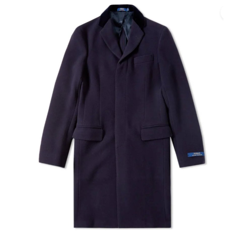 POLO RALPH LAUREN made in italy Velvet Collar Paddock City Coat Size L $969 - Picture 2 of 7